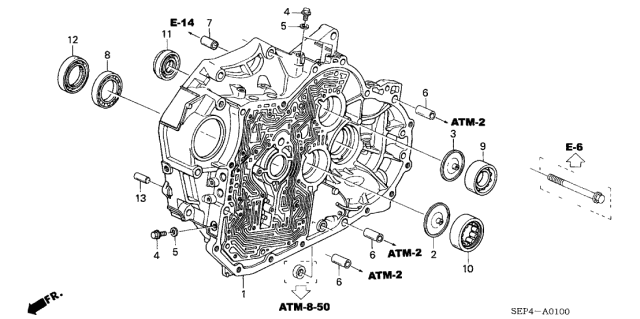 2004 Acura TL Case, Torque Converter Diagram for 21111-RDG-020