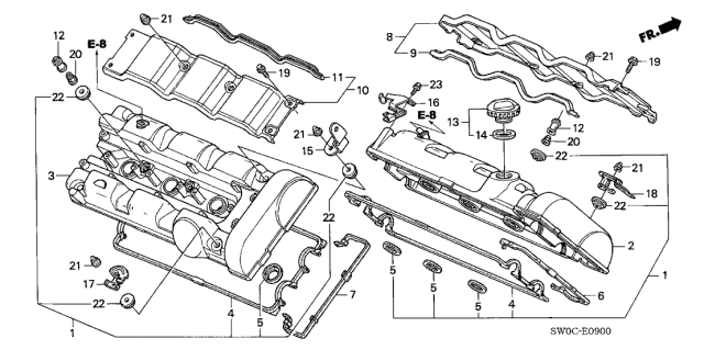 2003 Acura NSX 2 Door NSX-T KA 4AT Cylinder Head Cover Diagram