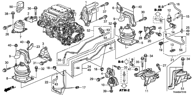2011 Acura TL Bracket, Rear Engine Mounting (4Wd) Diagram for 50610-TK5-A00