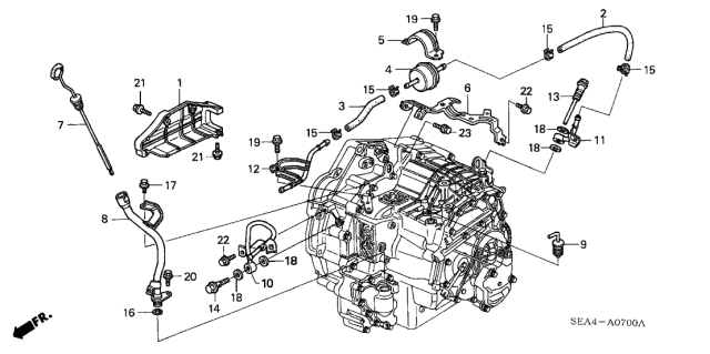 2005 Acura TSX AT Oil Level Gauge - ATF Pipe Diagram