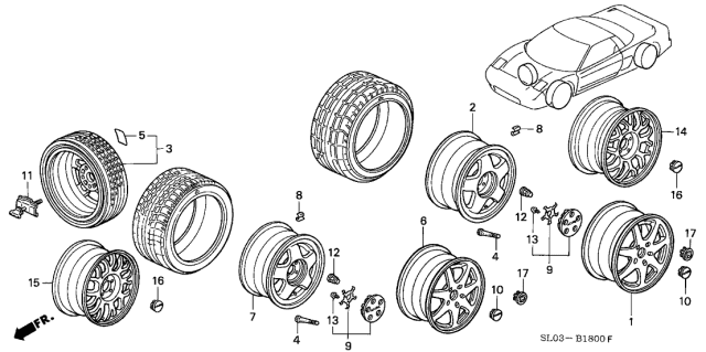 1995 Acura NSX Wheel Diagram