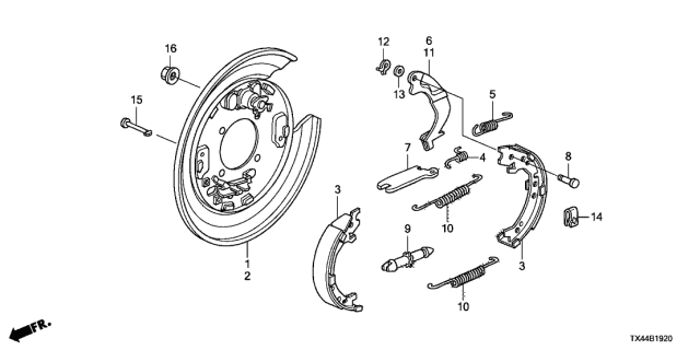 2013 Acura RDX Lever, Passenger Side Parking Brake Diagram for 43361-STK-A01