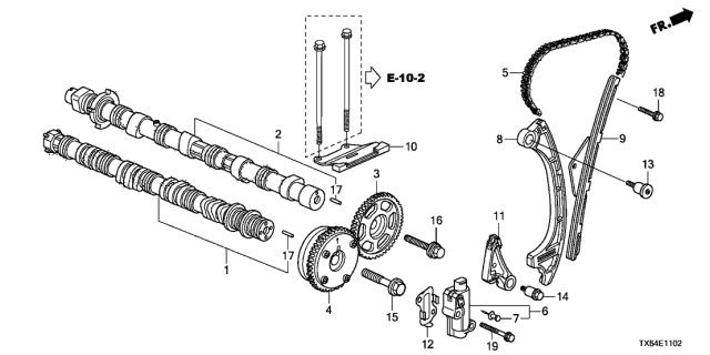 2017 Acura ILX 4 Door TECH (PLUS A-SPEC) KA DCT Camshaft - Cam Chain (2.4L) Diagram