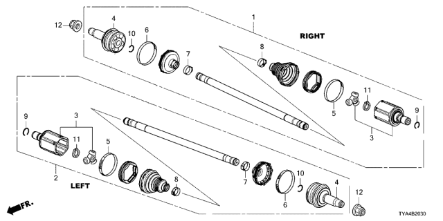 2022 Acura MDX Right Drive Shaft Assembly Diagram for 42310-TYA-A02