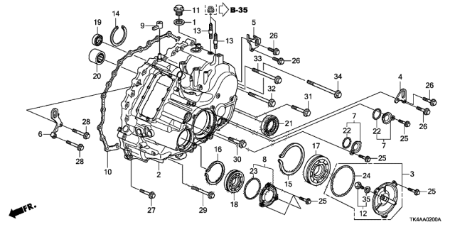 2013 Acura TL 4 Door TECH (SHAWD) KA 6AT AT Transmission Case Diagram