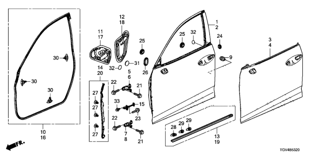 2021 Acura TLX Panel, Right Front Door Diagram for 67010-TGV-305ZZ