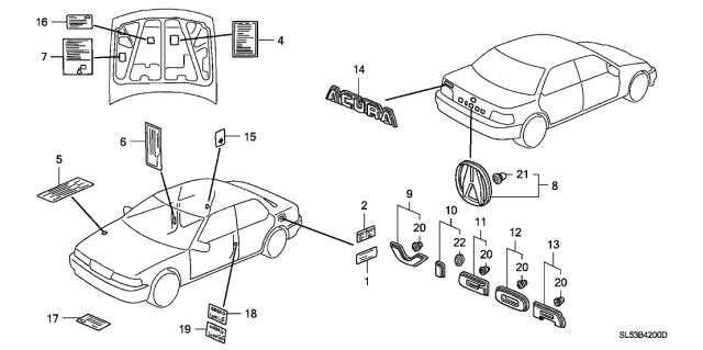 1994 Acura Vigor Emblems Diagram