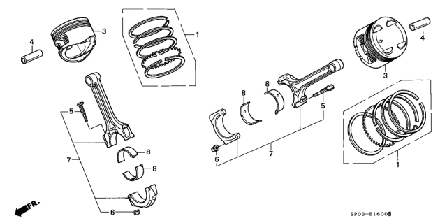 1992 Acura Legend 4 Door STD KA 5MT Piston - Connecting Rod Diagram