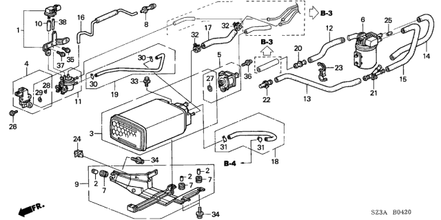 2004 Acura RL Canister Assembly Diagram for 17011-SZ3-A50