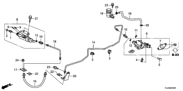 2014 Acura TSX 4 Door SE KA 6MT Clutch Master Cylinder Diagram