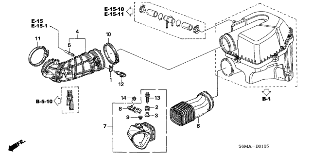 2006 Acura RSX Air Flow Tube Diagram for 17228-PRB-A01