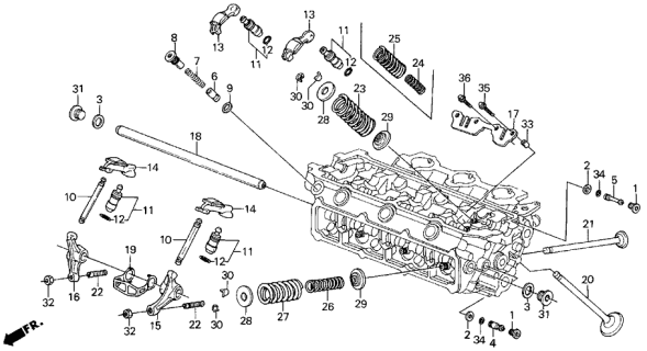 1986 Acura Legend 4 Door LX KA 5MT Valve - Rocker Arm (Front) Diagram