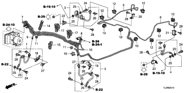 2009 Acura TSX Hose Set, Right Front Brake Diagram for 01464-TL1-G00