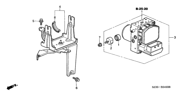 2000 Acura RL 4 Door RL (NAVIGATION) KA 4AT VSA Modulator Diagram