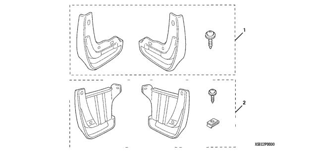 2004 Acura TSX Splash Guard Set.Front Diagram for 08P08-SEC-200R1