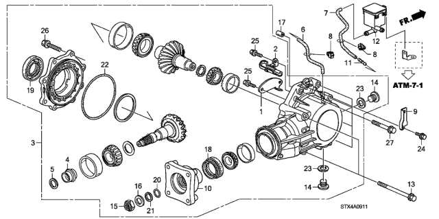 2012 Acura MDX 5 Door TECH KA 6AT AT Transfer Diagram