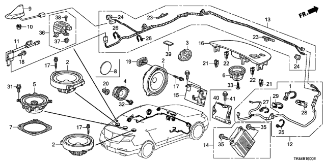 2011 Acura TL Radio Antenna - Speaker Diagram