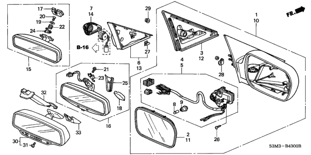 2003 Acura CL Driver Side Door Mirror Assembly (Anthracite Metallic) (Heated) (Memory) Diagram for 76250-S3M-A31ZM