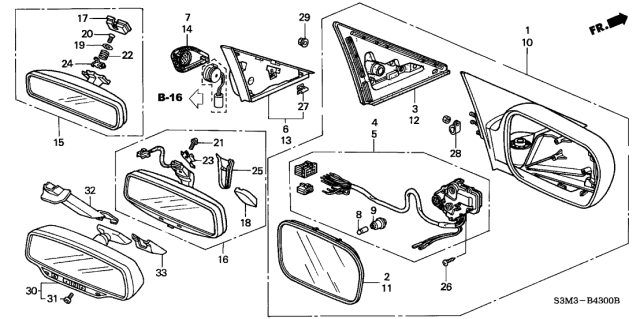 2001 Acura CL Grille, Driver Side Mirror Garnish Speaker (Graphite Black) Diagram for 76272-S3M-A00ZB