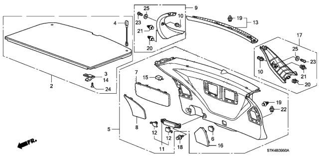 2009 Acura RDX 5 Door TECH KA 5AT Tailgate Lining Diagram