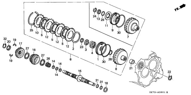 1993 Acura Integra 3 Door GSL (LEATHER) KA 4AT AT Secondary Shaft Diagram
