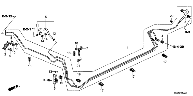 2017 Acura ILX Stay, Fuel Pipe Diagram for 17761-TV9-A00