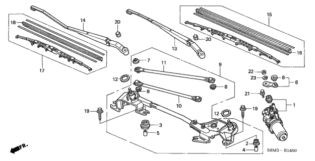 2002 Acura RSX Front Wiper Diagram