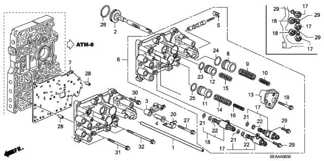 2008 Acura TSX Solenoid Assembly B Diagram for 28500-RCT-003