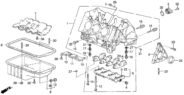 1990 Acura Legend Oil Pan Diagram for 11200-PH7-010