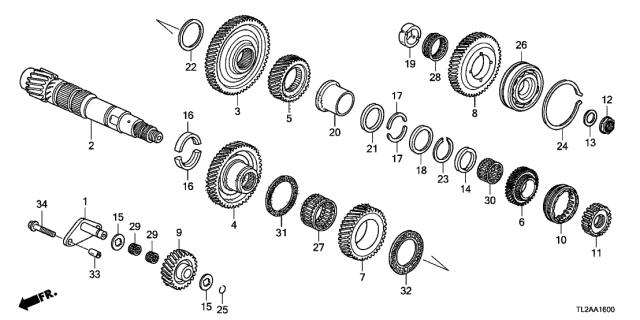 2013 Acura TSX 4 Door TSX V6 KA 5AT AT Countershaft (V6) Diagram