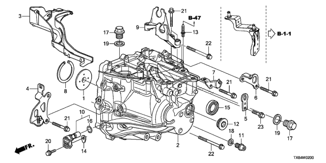 2013 Acura ILX 4 Door 24PREM (2.4) KA 6MT MT Transmission Case Diagram