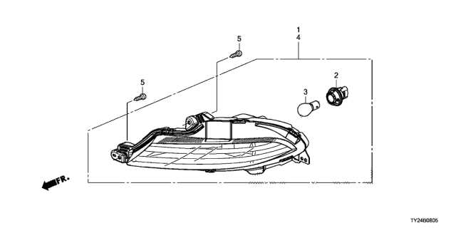 2014 Acura RLX Left Front Turn Light Assembly Diagram for 33350-TY2-A01