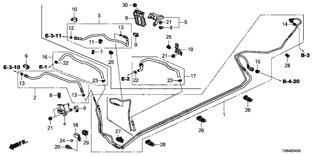 2014 Acura ILX Clamp C, Fuel Pipe Diagram for 91596-TR0-A01