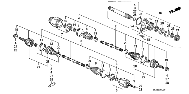 1994 Acura Vigor Joint Set,Outboard Diagram for 44014-SL5-950