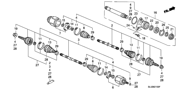 1994 Acura Vigor 4 Door LS KA 4AT Driveshaft Diagram
