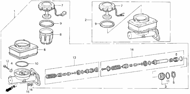 1990 Acura Legend 4 Door L (MOQUETTE) KA 4AT Brake Master Cylinder Diagram
