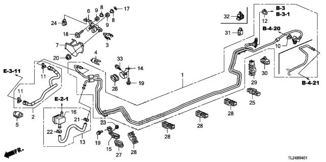 2012 Acura TSX 4 Door TSX V6 KA 5AT Fuel Pipe (V6) Diagram
