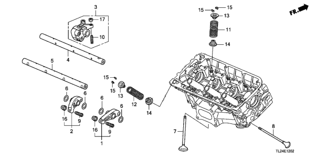 2011 Acura TSX 4 Door TSX V6 KA 5AT Valve - Rocker Arm (Rear) (V6) Diagram