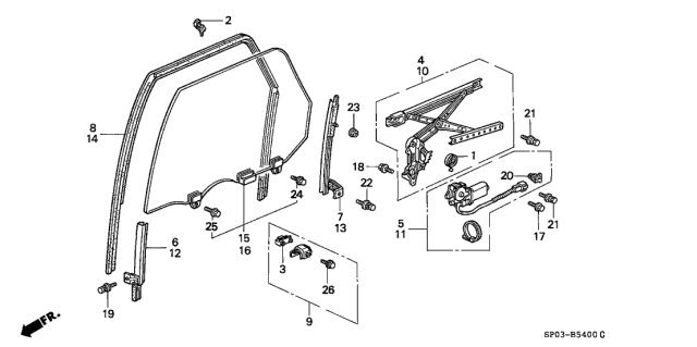 1991 Acura Legend Sash, Right Rear Door (Lower) (Front ) Diagram for 72730-SP0-000