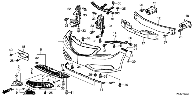2015 Acura ILX Front Bumper Lower Grille Left Diagram for 71107-TX6-A02