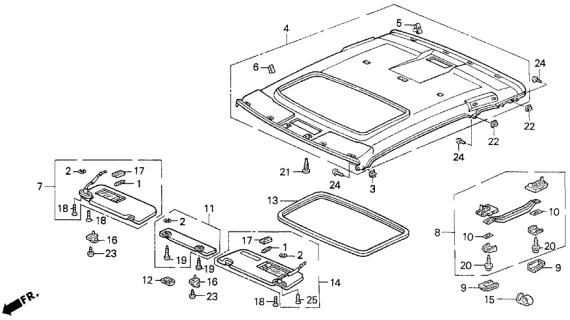 1992 Acura Legend Lining Assembly, Sunroof (Shimmer Gray) Diagram for 83200-SP1-A01ZA