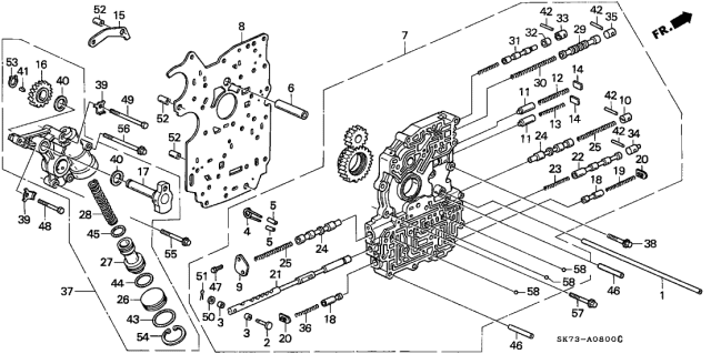 1991 Acura Integra 3 Door LS KA 4AT AT Main Valve Body Diagram