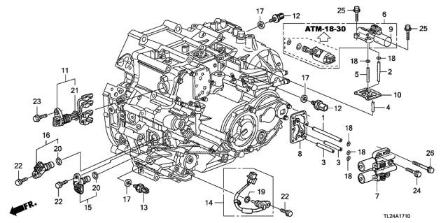 2011 Acura TSX 4 Door TSX V6 KA 5AT AT Sensor - Solenoid (V6) Diagram