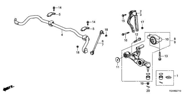 2021 Acura TLX Rear Suspension Shock Lower Bolt Diagram for 90172-STX-A00