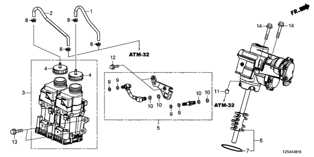 2019 Acura MDX Actuator Assembly, Gearshift Diagram for 24710-5P8-006