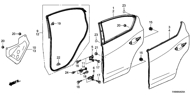 2015 Acura ILX Panel, Left Rear Door (Dot) Diagram for 67550-TX6-A90ZZ