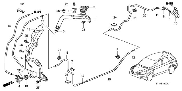 2012 Acura RDX Windshield Washer Diagram