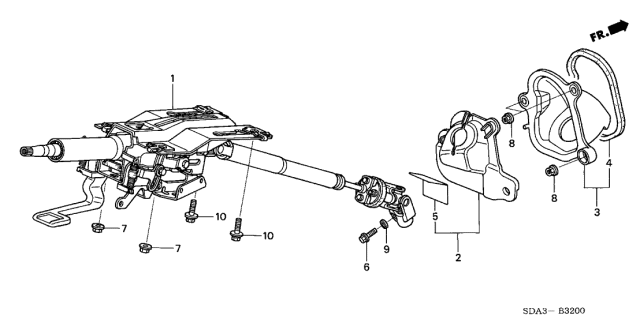 2004 Acura TL 4 Door BASE (NAVIGATION) KA 5AT Steering Column Diagram