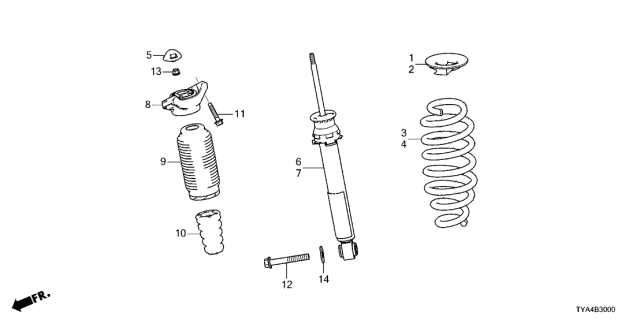 2022 Acura MDX Right Rear Damper Unit Diagram for 52611-TYC-A03