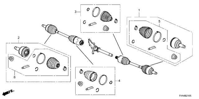 2022 Acura MDX Boot Set, Inboard Diagram for 44017-TYA-A01